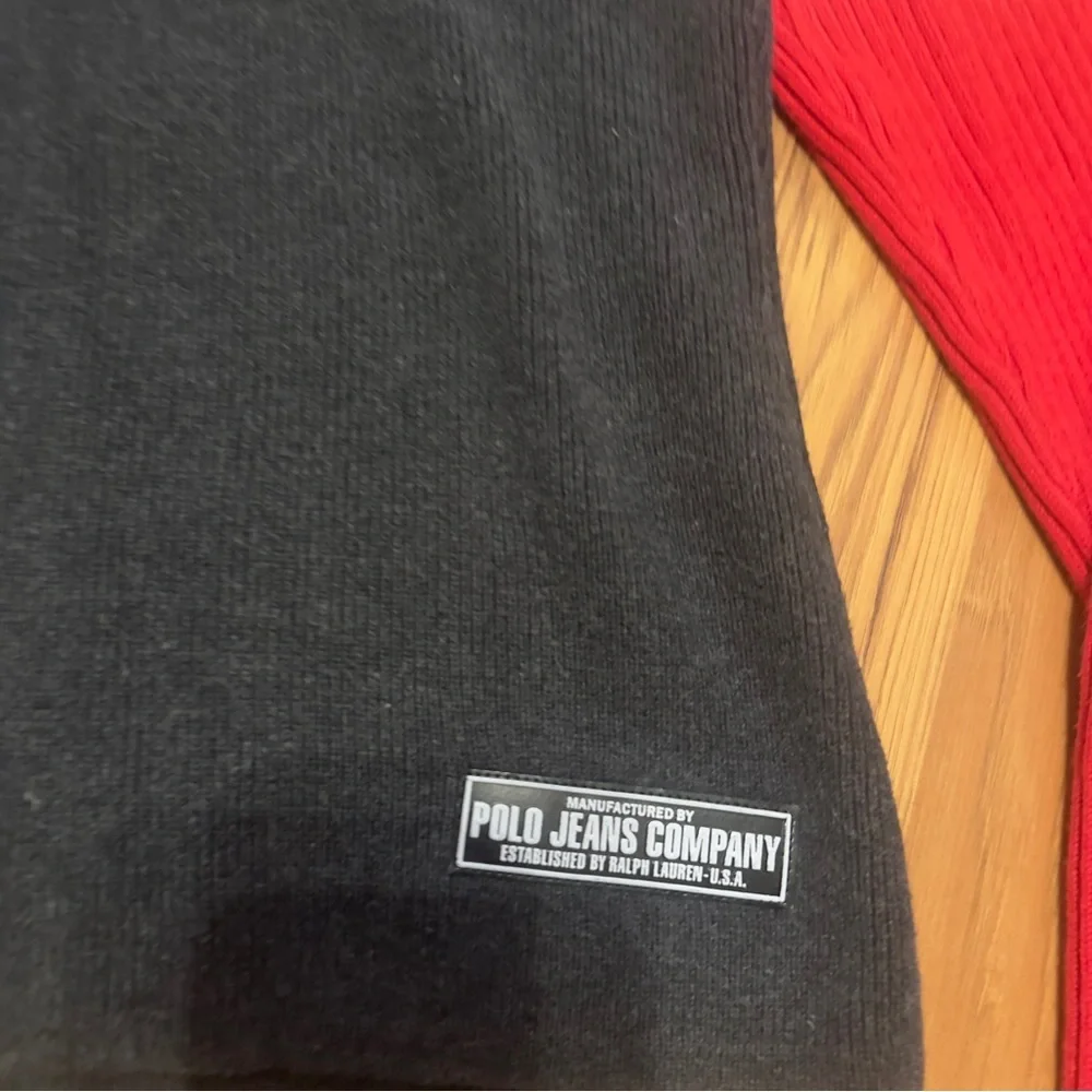 Polo Jeans Co. By Ralph Lauren Red and Black Ribbed Crewneck Sweater y2k